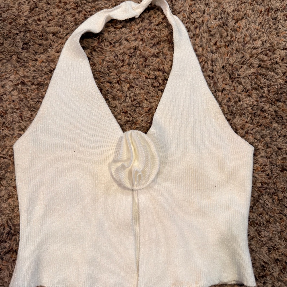 Elegant white flower Halter Top